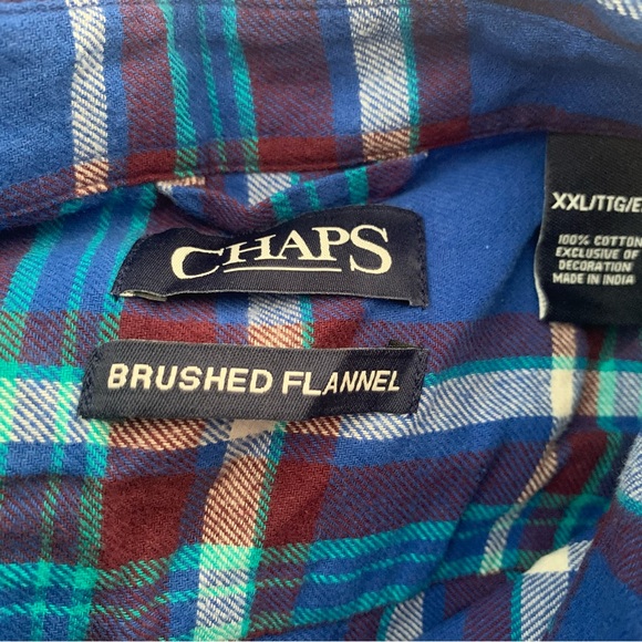 Chaps Brushed Flannel Shirt in Red and Blue Plaid - Picture 5 of 6